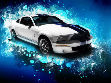 Diamond Painting Ford Mustang met Ronde steentjes 80x100cm - Beste Kwaliteit